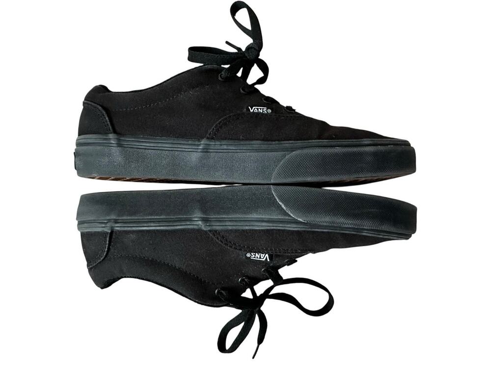 Vans Off The Wall Youth Black Canvas Lace Up Low Top Skate Shoes 6Y EUR 38